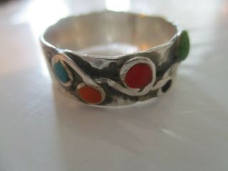 Vintage Unique Hand Made Size 12 Ring With Colorful Design