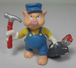 Disney Vtg 3 Little Pigs 2.  5  Practical Pig Pvc Figure Figurine By Bullyland