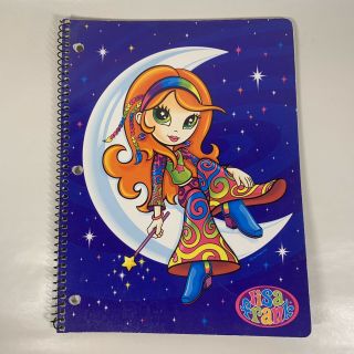 Vintage Lisa Frank Dolphin Hippie Girl On The Moon Spiral Notebook