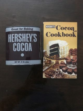 Vintage Hershey’s Chocolate & Cocoa Metal Tin Canister & 1979 Cocoa Cookbook