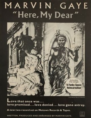 1979 Marvin Gaye Portrait " Here,  My Dear " Album Release Motown Vintage Print Ad