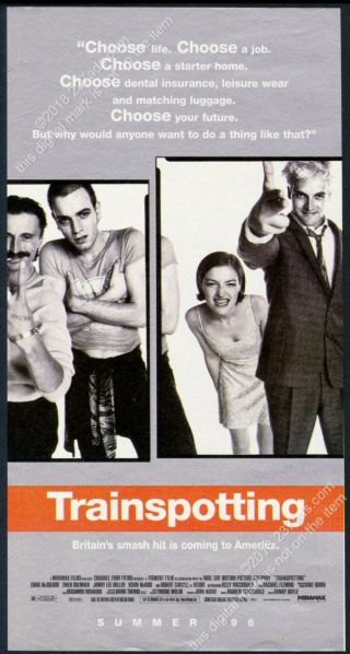1996 Trainspotting Movie Release Ewan Mcgregor & Cast Photo Vintage Print Ad