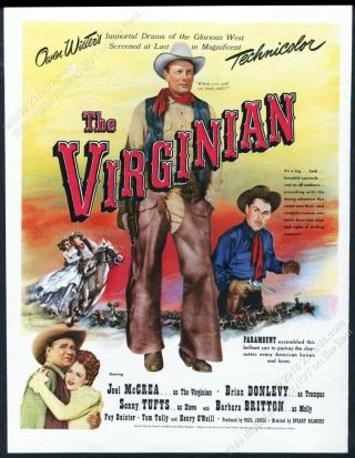 1946 The Virginian Movie Release Joel Mccrea Photo Vintage Print Ad