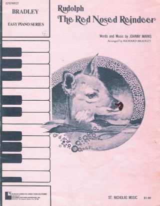 Rudolph The Red Nosed Reindeer Sheet Music Vintage C1949 Easy Piano