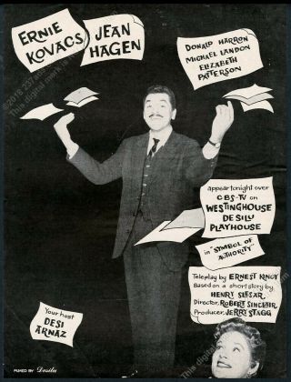 1959 Ernie Kovacs Jean Hagen Photo Symbol Of Authority Vintage Trade Print Ad