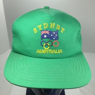 Vintage Australia Olympics Green Snapback Hat Baseball Cap Flag
