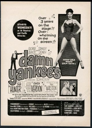1958 Gwen Verdon Photo Damn Yankees Movie Unusual Vintage Trade Print Ad