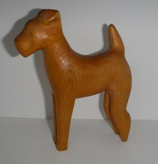 Vintage Sleek Wood Airedale Terrier Figurine