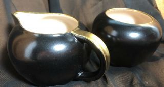 Vintage V & B Villeroy And Boch Luxembourg Creamer And Sugar - Black And Gold