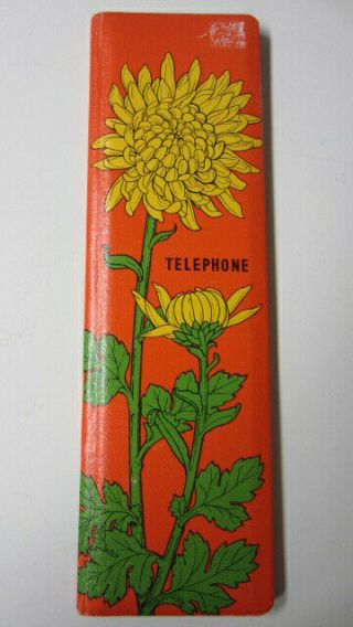 Vintage Orange W/ Mums Alphabet Index Tabbed Telephone / Address Book