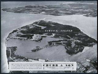 1941 Gibson Island Chesapeake Bay Aerial Photo Chubb Insurance Vintage Print Ad