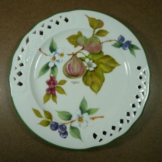 Vintage Brunelli Fruit Salad Plate Tiffany Pierced Rim Green Border 8 1/2 " Italy