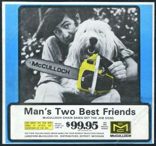 1974 Old English Sheepdog Photo Mcculloch Chain Saw Vintage Print Ad