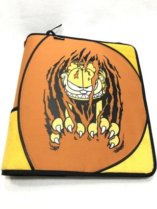 Mead Vintage 1990’s Garfield Fabric Zip School Notebook 3 Ring Binder Furry Rip