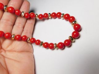 Red Gold Plastic Beaded Necklace Vintage 24 Inches