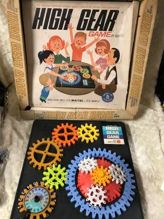 Vintage 1962 Mattel High Gear Game With Pegs Model No.  462 Complete Box