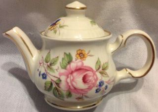 Vintage Sadler England China Tea Pot Floral Gold Trim