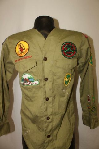 Vintage Boy Scouts Of America Neck 13 Uniform Shirt Vtg Nra 50ft Patch Minnesota