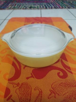 Vintage Pyrex Round 471 Pale Yellow Ovenware Casserole Dish 1pt With Lid