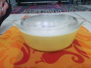 Vintage Pyrex Round 471 Pale Yellow Ovenware Casserole Dish 1Pt with Lid 2