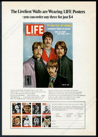 1967 The Beatles Photo On Life Asia Edition Cover Life Posters Vintage Print Ad