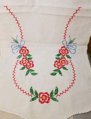 Vintage Table Runner Dresser Scarf Hand Embroidered Colorful Floral 39 