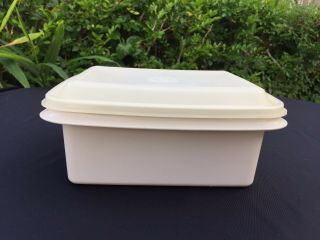 Vintage Tupperware Freeze N Save Ice Cream Keeper Container Almond/frosted Seal