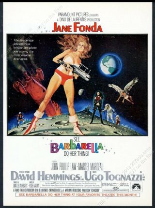 1968 Barbarella Movie Release Jane Fonda Bikini Art Vintage Print Ad