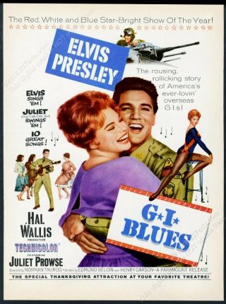 1960 Elvis Presley Photo Gi G.  I.  Blues Movie Release Vintage Print Ad