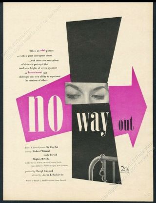 1950 Paul Rand Art No Way Out Movie Release Vintage Print Ad