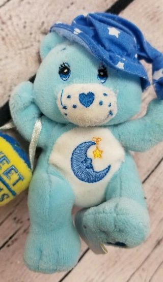 Vintage Tiny Baby Care Bears Blue Sweet Dreams Small Plush Toy Moon Sleep Night