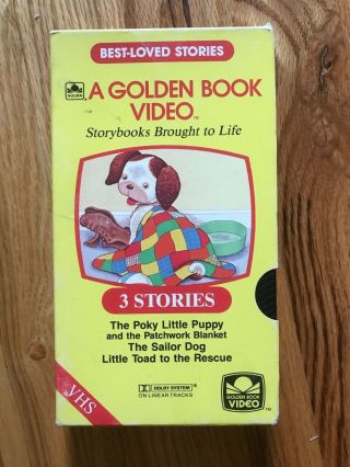 Vintage Golden Book Video Vhs 3 Stories The Poky Little Puppy,  More
