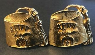 Vintage Masonic Shriners Afifi Gold Tone Cufflinks Q25