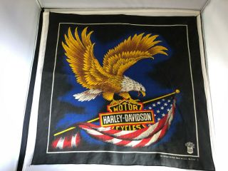 Vintage Harley Davidson Motor Cycle Biker Bandana Large Eagle Wings Spread Flag