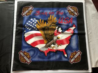Vintage Harley Davidson Motor Cycle Biker Bandana United States Eagle Flag Usa