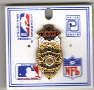 Vintage Superbowl Xxii Pin San Diego Police Mini Badge Pin On Display Card