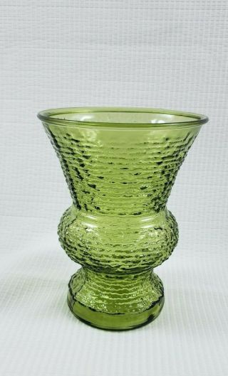 Vintage Anchor Hocking Green Soreno Bark Glass Vase Napco 1172 Cleveland Usa