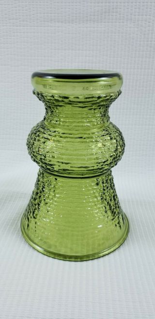Vintage Anchor Hocking Green Soreno Bark Glass Vase NAPCO 1172 Cleveland USA 2