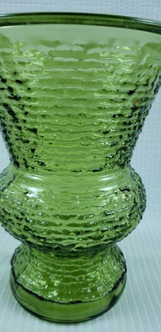 Vintage Anchor Hocking Green Soreno Bark Glass Vase NAPCO 1172 Cleveland USA 5