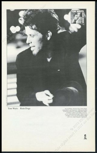 1985 Tom Waits Photo Rain Dogs Album Release Big Vintage Print Ad
