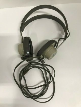 Vintage Telex 610 Stereo Headphone 1/8 " Connector Plug Audio Gray Beige Headset