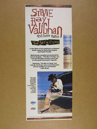 1991 Stevie Ray Vaughan Photo The Sky Is Crying Album Promo Vintage Print Ad