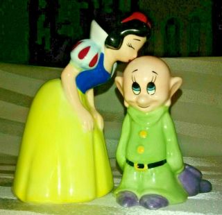 Vintage Snow White & Dopey Salt & Pepper Shakers Disney