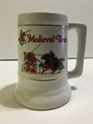 Vintage Medieval Times Ceramic Mug Beer Stein Tankard 6 " Jousting Knights Castle