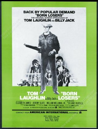 1974 Tom Laughlin Photo Born Losers Billy Jack Movie Vintage Trade Ad