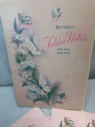 13 Vtg Fold A Notes Pink butterfly floral with gold stickers 2