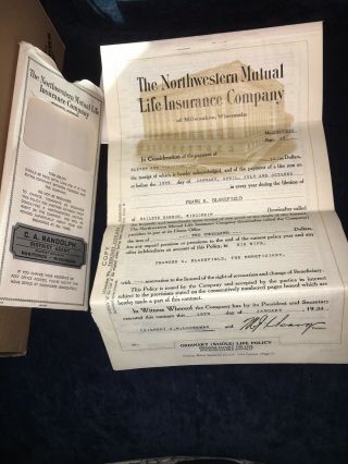 1934 The Northwestern Mutual Life Insurance Company Vintage Antique Paperwork