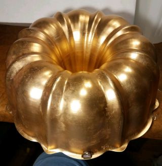 Vintage Copper Metal Jello Mold Cake Wall Decor Cooking Bunt Pan 10 "