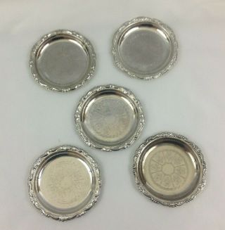 Coasters Ep Stainless Silver Plated Readers Digest Set Of 5 Vintage