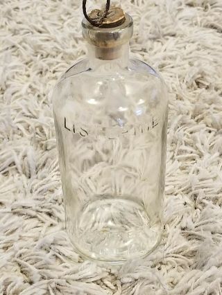 Vintage Empty Antique Listerine Cork Top Glass Bottle Lambert Pharmacal Company